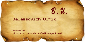 Balassovich Ulrik névjegykártya